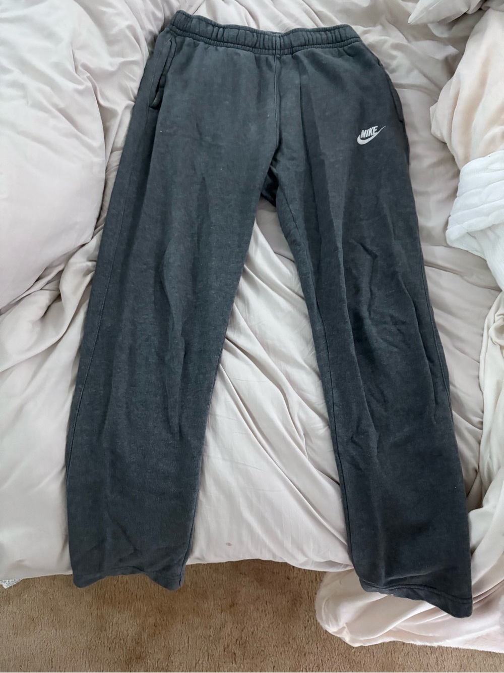 Nike Charcoal Gray Sweatpants with White Swoosh